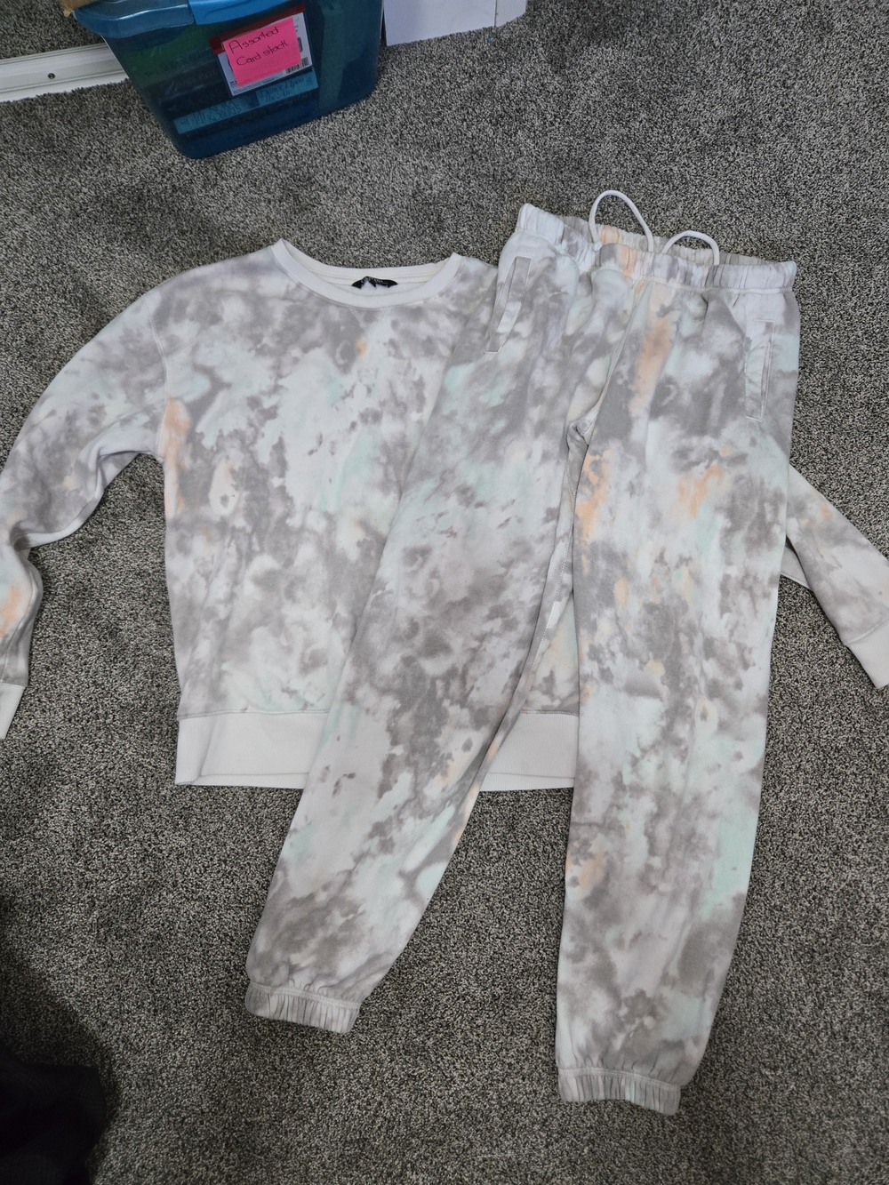 George Gray Tie-Dye Track Joggers & Sweatshirt Set with Mint & Peach Accents